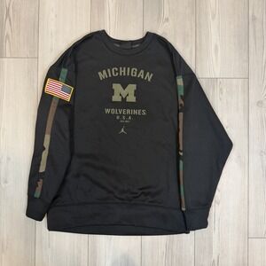 Michigan Wolverines Sweatshirt Mens Medium Air Jordan Military Pullover Camo
